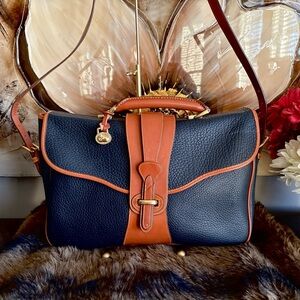 Dooney & Bourke Blue and Brown Leather Brief/ shoulder bag. Preloved and vintage